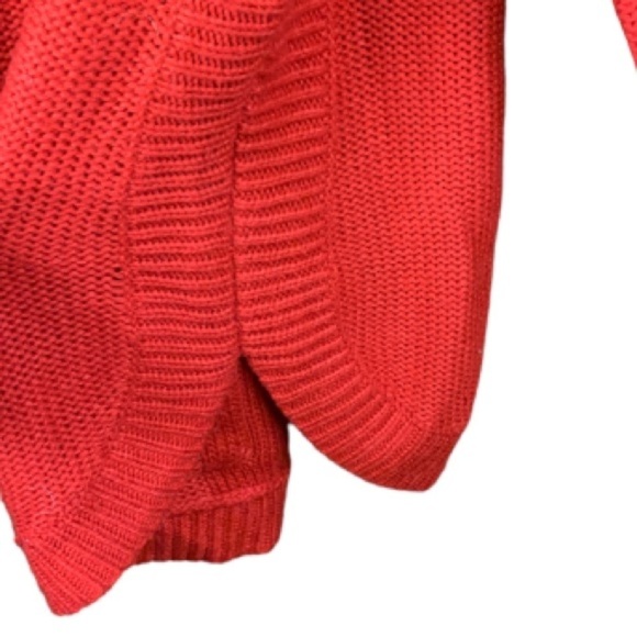 Red Cable Knit Tunic Sweater Size L Round Neck Front Pockets JohnPaulRichard - Picture 6 of 9